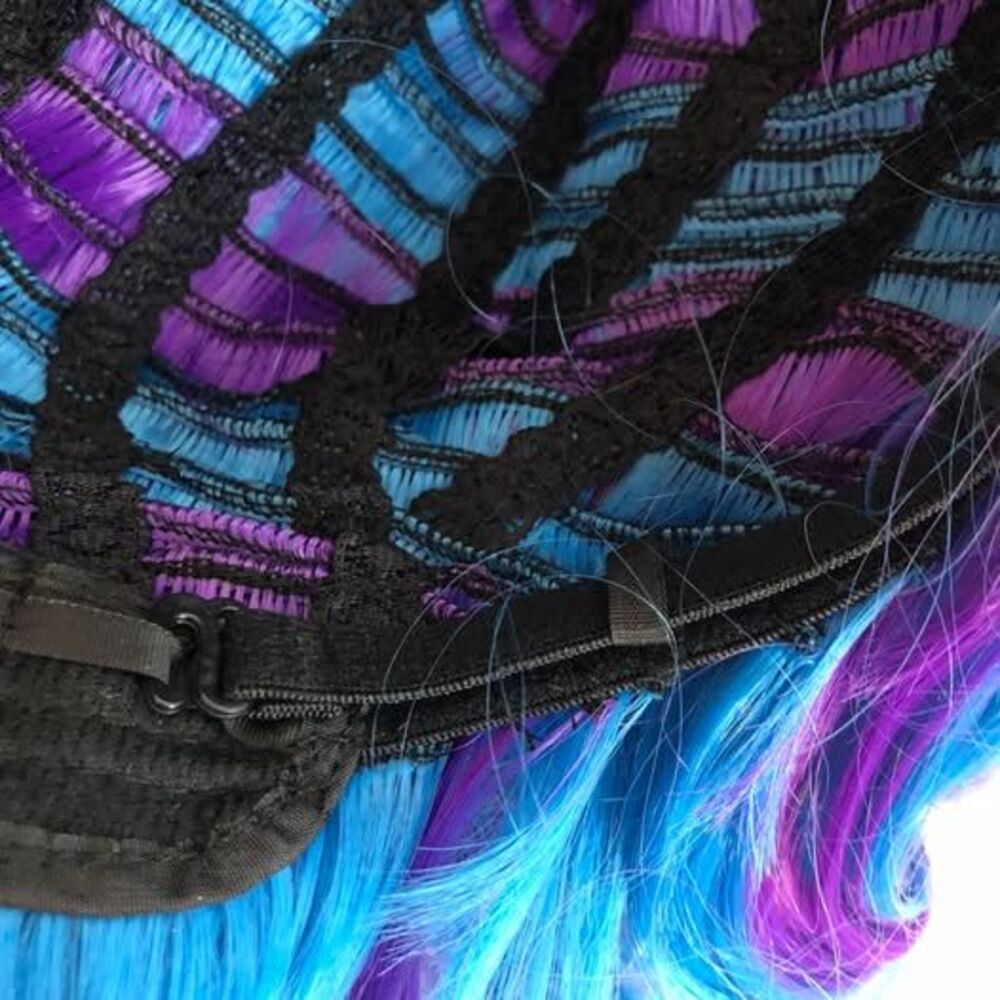 Fashion Wig Blue and Purple Curly Costume Cosplay New Heat Resistant - Picture 7 of 10